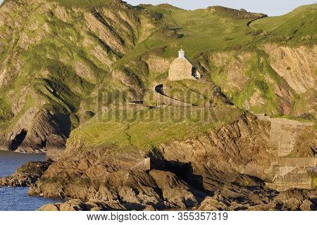 Chapel Of St Nicholas, Lantern Hill, Viewed From Capstone Point With Hillsborough Behind, Ilfracombe