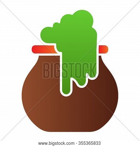 Boiling Cauldron Flat Icon. Reeky Witch Pot, Boiled Cattle. Halloween Party Vector Design Concept, G