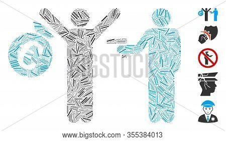 Hatch Mosaic Based On Euro Robbery Icon. Mosaic Vector Euro Robbery Is Composed With Randomized Hatc