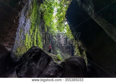 Ubud, Bali / Indonesia - 11/05/2018 Tukad Cepung Waterfall Bangli Regency.