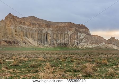The Ustyurt Plateau. A Group Of Tourists In Cars Stopped For The Night. District Of Boszhir. The Bot