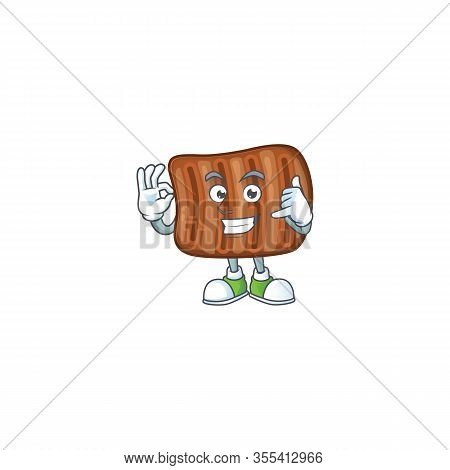 Call Me Funny Gesture Roasted Beef Mascot Cartoon Design