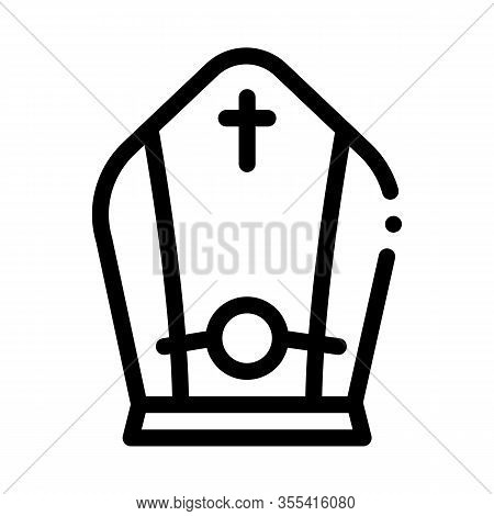 Papal Tiara Icon Vector. Outline Papal Tiara Sign. Isolated Contour Symbol Illustration