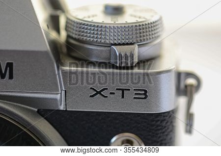Eskisehir,turkey: March 01,2020: Isolated Fujifilm Camera X-t3 On White Background.