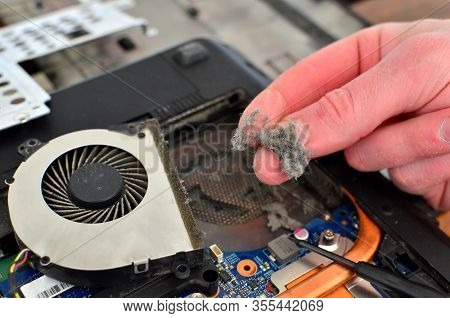 Cleaning The Cooling System, Processor, Cooler, Personal Computer Or Notebok From Dust. The Computer