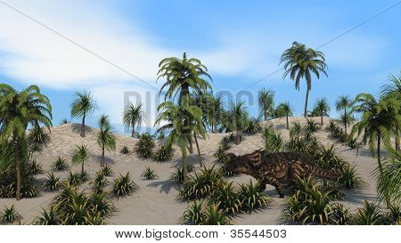 Einiosaurus en la selva de arena