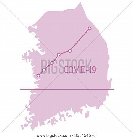 Vector Illustration Map Of South Korea Growth Rate Of Sick People Covid-19 2019-ncov Dangerous Chine