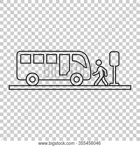Bus Station Icon In Flat Style. Auto Stop Vector Illustration On White Isolated Background. Autobus 