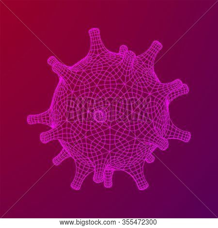 Corona Virus Virion Of Coronavirus. Covid Virus That Caused Epidemic Of Pneumonia In China. Wirefram