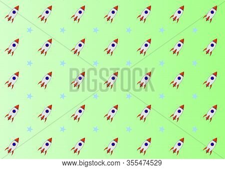 Abstract Kid Science Pattern Science Pattern With Spacecraft And Star Design Vector Background. Conc