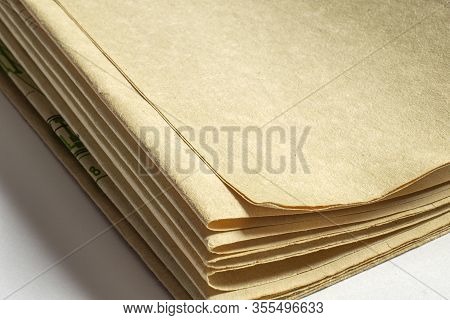 Old Vintage Paper Documents On White Background Paper Corners With Free Blank Space And Selective Fo
