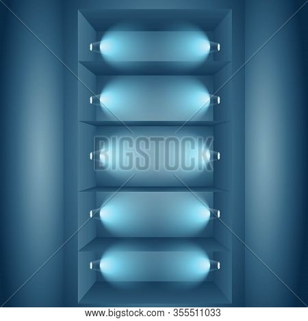 Multiple Display Windows With Spot Lights Vector Design Illustration