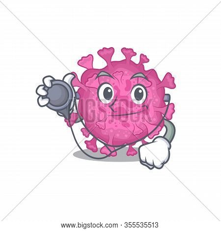 An Elegant Corona Virus Organic In A Doctor Cartoon Character With Tools