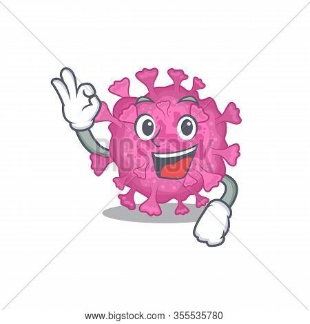 Corona Virus Organic Cartoon Character Design Style Making An Okay Gesture
