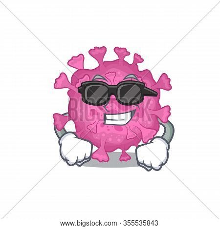 Super Cool Corona Virus Organic Mascot Character Wearing Black Glasses