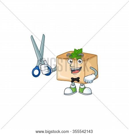 Cool Barber Basbousa Cartoon Mascot Design Style