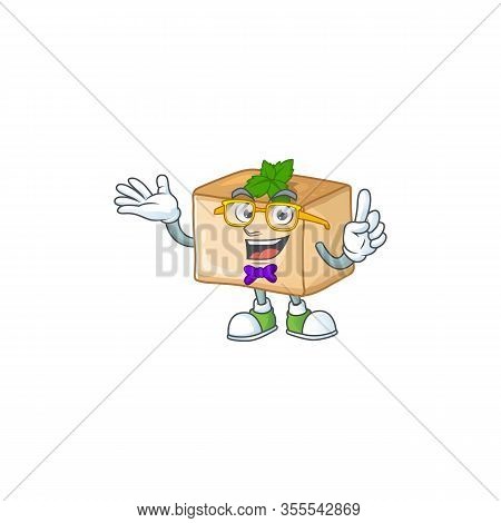 Super Funny Basbousa In Nerd Mascot Design Style