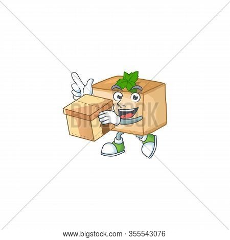 An Icon Of Basbousa Mascot Design Style With A Box