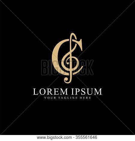 Initial C Letter With Music Vector Logo