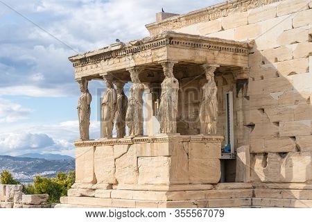 Woman Figures On The Caryatid Porch Of Erechtheion At Acropolis, Athens