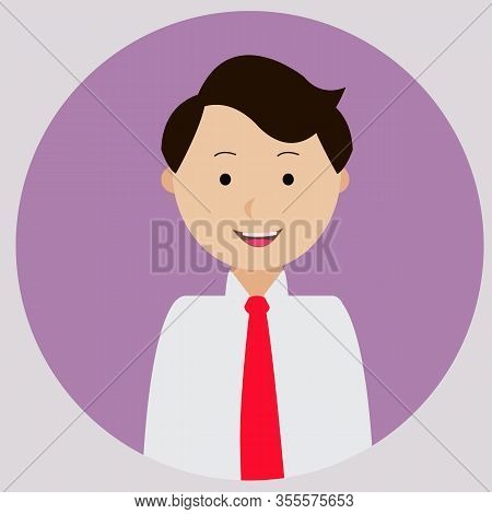 Illustration Vector Graphic Of Man In Flat Design Smile Avatar. Perfect For Potrait Emoticon.