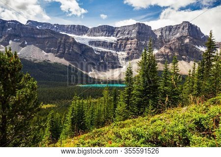 The Rocky Mountains.  Crowfoot Glacier & Crowfoot Mountain  From The Hiking Trail To Helen Lake. Ban
