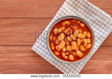 Beans Stew With Sausages In A Bowl