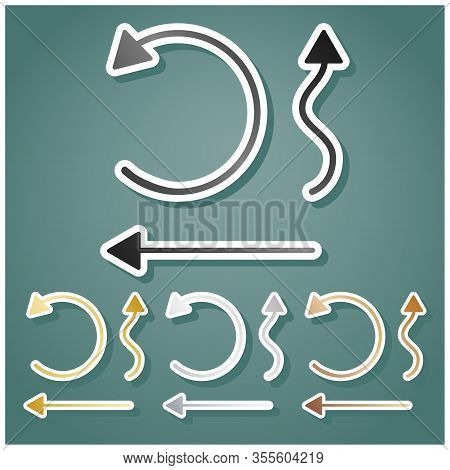 Simple Set To Interface Arrows. Set Of Metallic Icons With Gray, Gold, Silver And Bronze Gradient Wi