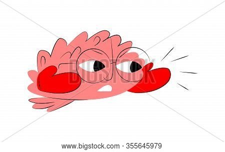 Vector Flat Illustration With Abstract Smart Brain In Glasses, Which Is Boxing In Ring. Concept Of P