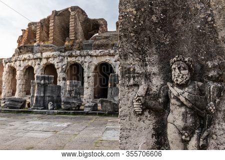 Capua, Caserta, October 2019: The Ruins Of The Roman Amphitheater Located In The Ancient Capua, Case