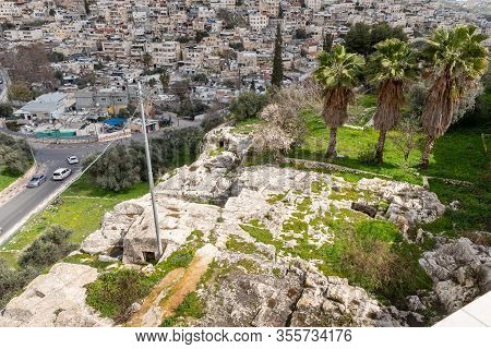 Jerusalem, Israel, February 29, 2020 : View From The Balcony Of The Greek Akeldama Monastery On A Ne