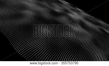 Technology Background. Abstract Digital Wave Of Particles. Futuristic Point Wave. 3d.