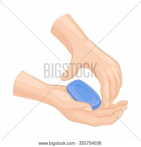 Hand Washing And Cleansing Using Soap Vector Illustration