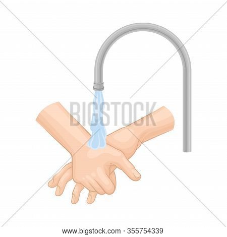 Washing Hand Procedure Under Tap Water Using Soap Vector Illustration