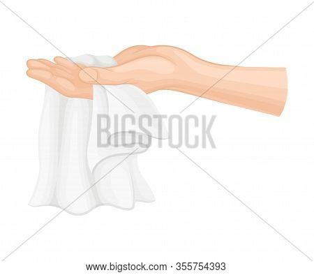 Cleansing And Purification Of Hand Using Wet Wipes Vector Illustration