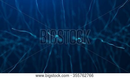Wave Glow. Wave 3D. Abstract Blue Geometric Background. Big Data Visualization. Data Technology Abst