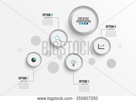 Vector Infographic Template With 3d Paper Label, Business Concept With 4 Options. For Content, Diagr