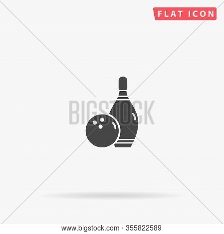 Bowling Game Flat Vector Icon. Glyph Style Sign. Simple Hand Drawn Illustrations Symbol For Concept 