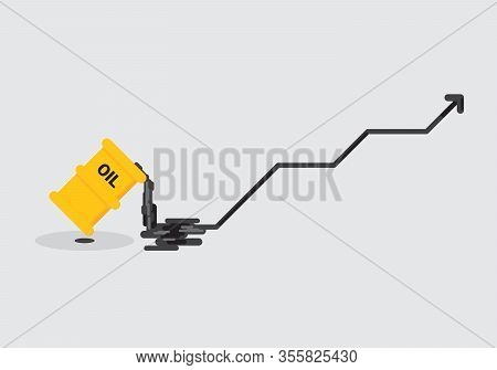 Oil Trend Is Up. The Price Of Oil Is Increasing. Barrel Up Arrow - Vector Illustration