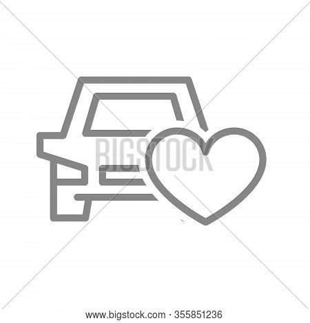 Car With Heart Line Icon. Car Insurance, Like, Feedback Symbol