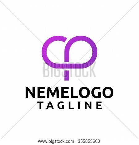 C P Letter Logo Design Purple Texture Creative Vector, Minimalist And Simple