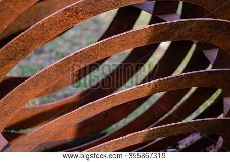 Garden Metal Plates As A Background For Flowers