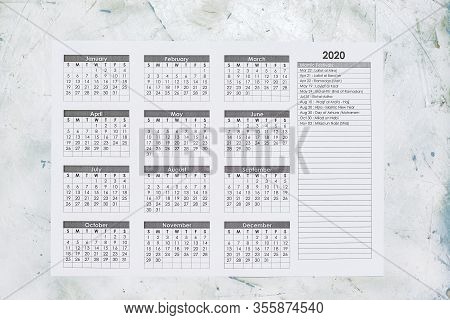 Hijri 1441 Calendar Year. Islamic Calendar 2020 With Islamic Festivals List