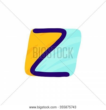 Z Letter Logo In Kids Paper Applique Style. Perfect For Cute Identity, Funny Craft Package, Holidays