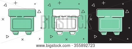 Set Fuse Of Electrical Protection Component Icon Isolated On White And Green, Black Background. Melt