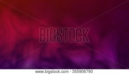 Dark Blurry Background In Purple And Red Clouds Of Smoke. Vector Stock Illustration. Colored Fog. Co