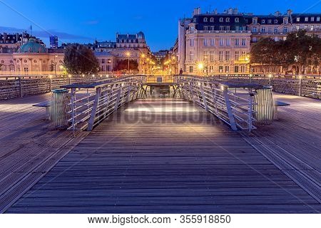 The Bridge Of Leopold Sedar Senghor At Sunrise. Paris. France.