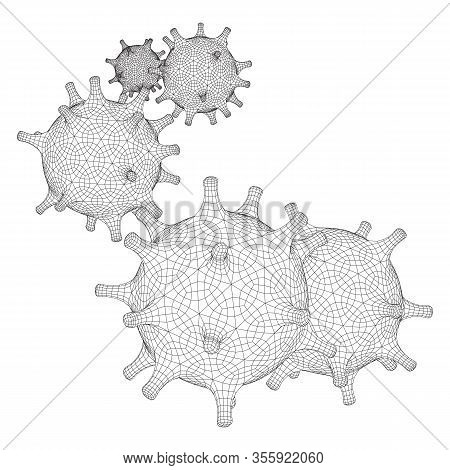 Corona Virus Virion Of Coronavirus. Covid Virus That Caused Epidemic Of Pneumonia In China. Wirefram