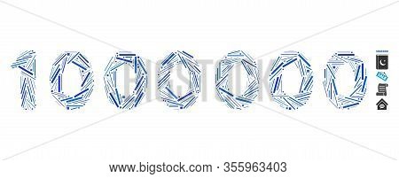 Line Mosaic Based On 1000000 Digits Text Icon. Mosaic Vector 1000000 Digits Text Is Formed With Rand