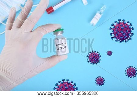 Vaccine Covid-19 Test And Laboratory Sample Of Blood Testing For Diagnosis New Corona Virus Infectio